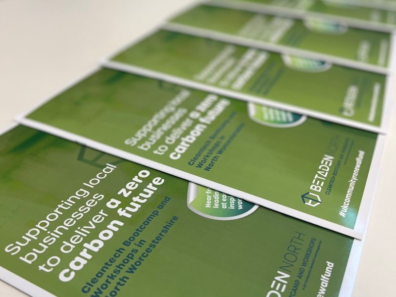 Image shows BetaDen North leaflets on a table